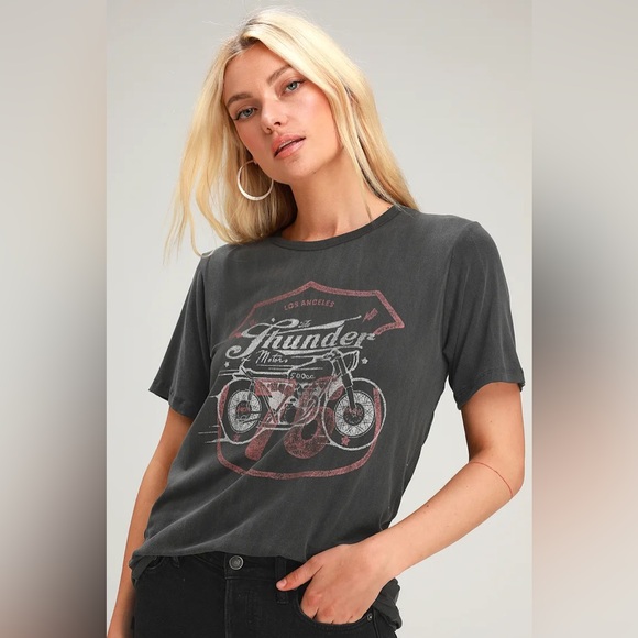 Lulus Tops - Lulus Graphic Thunder Motorcycle T-Shirt
